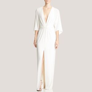Halston Heritage white cape gown